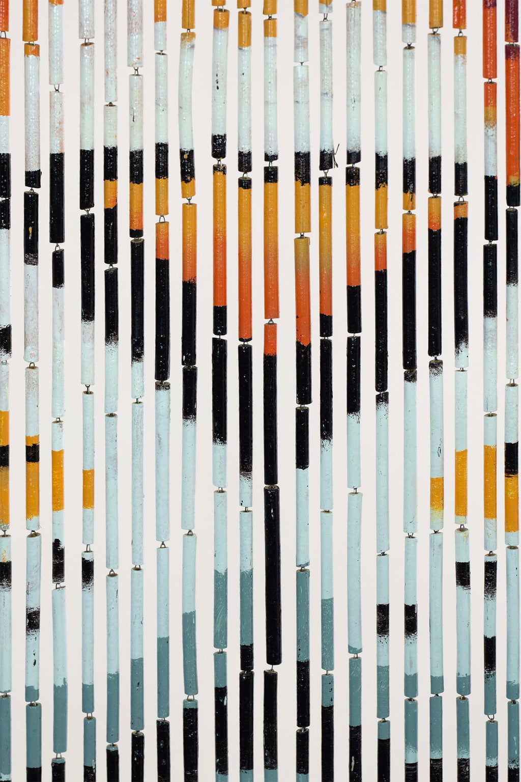 Hand-painted bamboo bead curtain with a striking tiger design, hanging in a doorway
