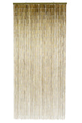 Natural unpainted bamboo bead curtain in warm raw bamboo tones, hanging in a doorway